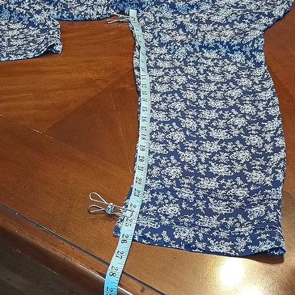 April Cornell Pants Blue&White 100% Rayon Women Waist 30" w/ Elastic Size Large - Picture 7 of 9